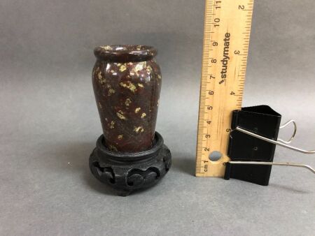 Early Victorian Carved Jasper Urn on Carved Timber Stand