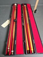 2 Timber Pool Cues in Cases - 2