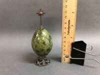 Victorian Connemara Marble Religious Item in the Shape of an Egg on Iron Stand