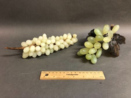 2 x c1920's Bunches of Jade Grapes
