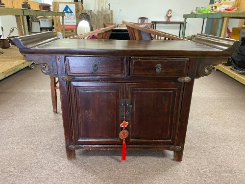 Antique Chinese Elm 2 door side cabinet