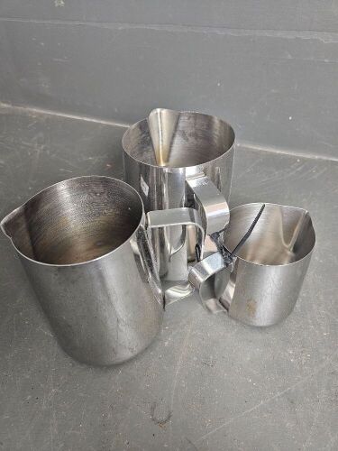 Three Various Sizes Stainless Steel Jugs