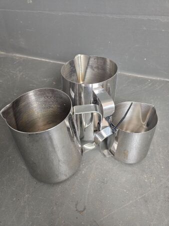 Three Various Sizes Stainless Steel Jugs