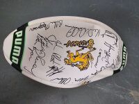 Signed Broncos Football and Signs Bulls Cricket Bat - 3