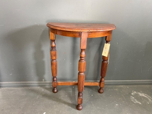 English Oak Half Round Hall Table with Fluted Legs- app 740mm H x 300mm