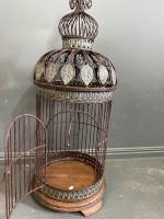 Ornate Metal with Wood Base Bird Cage - 2