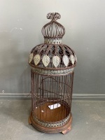 Ornate Metal with Wood Base Bird Cage - 3