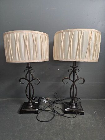 Pair of Metal Base Side Table Lamps