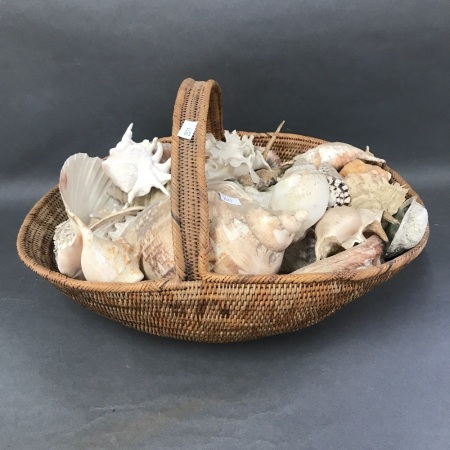 Vintage Buka Basket with Collection of Shells