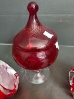 Selection of Red Murano Glass Vase, Container, Swan and Bowl - 4