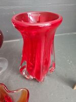 Selection of Red Murano Glass Vase, Container, Swan and Bowl - 5