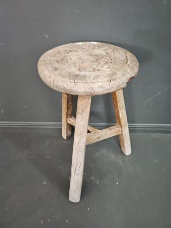 Weathered Vintage 3 Legged Stool