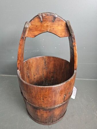 Vintage Asian Rice or Water Bucket