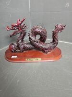 Red Resin Dragon on Stand