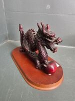 Red Resin Dragon on Stand - 3