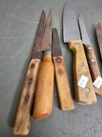 6 Old Wooden Handled Knives - 2