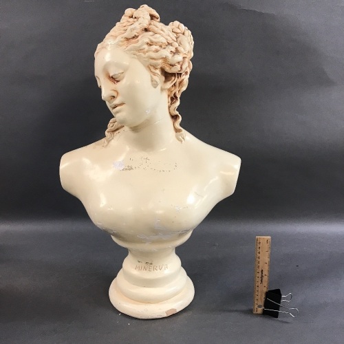 Heavy Plaster Bust of Minerva, Goddess of Wisdom - As Is