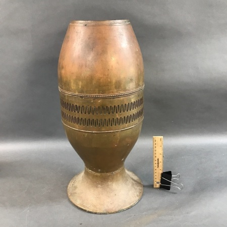 Large Vintage Brass & Copper Vase/Stick Stand