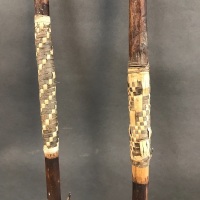 2 Vintage PNG War/Hunting Spears with Woven Collars - 3