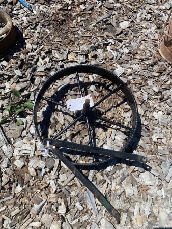 Vintage Metal Barrow Wheel & Brackets
