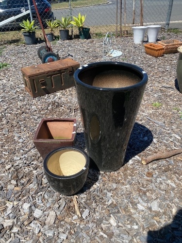 2 Small 1 Large Ceramic Glazed Pots