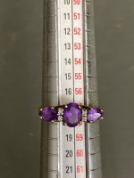 Gold & Purple Stone Ring - 4