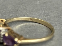 Gold & Purple Stone Ring - 5