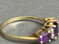 Gold & Purple Stone Ring - 6