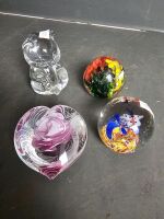 7 Murano Style Glass Deco Piece & Fenton Glass Birthday Bear - 3