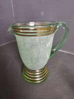 Frosted Glass  Jug with 4 Uranium Glass Tumblers - 4