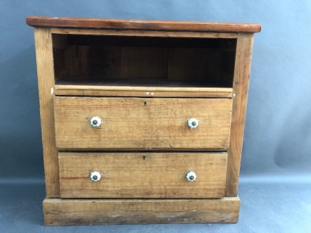 Vintage Chest of 2 Drawers with Open Top Shelf