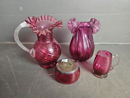 Selection of Cranberry Glass Home Decor