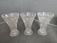 Large Selection of Clear Cut Crystal Dishes and Glass Ware one dish has 3 legs - 6