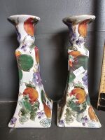 2 Chinese Hand-painted Candle Sticks - 2