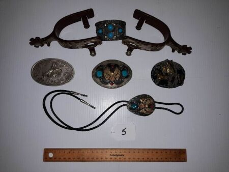 Vintage 'Dress' Spurs, Belt Buckles Cowboy 'Bling' Accessories