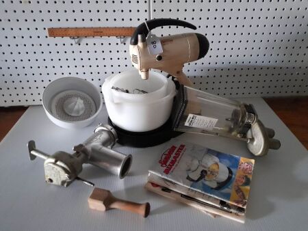 Vintage Sunbeam Mixmaster with all Accesories Including Blender Attachement. Manvals