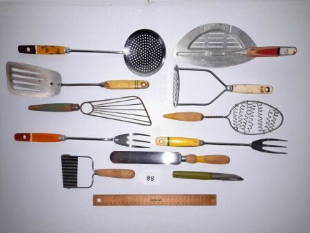 Vintage Timber Handled Kitchen Utensils