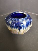 Large Blue and Cream Salad Bowl and Pottery Two Vases - 2