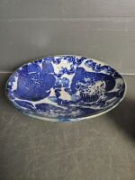 Large Blue and Cream Salad Bowl and Pottery Two Vases - 3