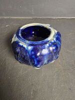 Large Blue and Cream Salad Bowl and Pottery Two Vases - 5