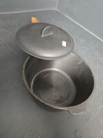 Three Various Sized Cast Iron Pots with Lids - 2