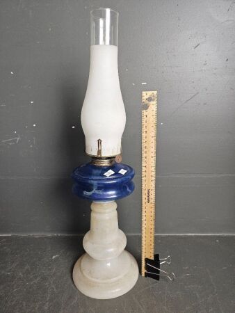 Milk & Blue Glass Kerosene Lantern