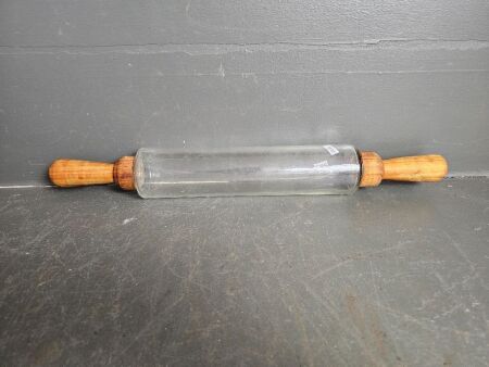 Clear Glass with Wooden Handles Rolling Pin