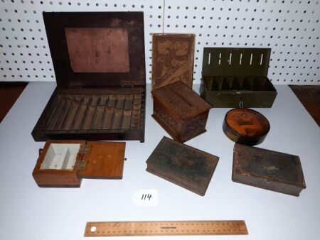 Vintage Timber/Metal Storage Box's, Pair Metal Lockable 'Books', Army Box