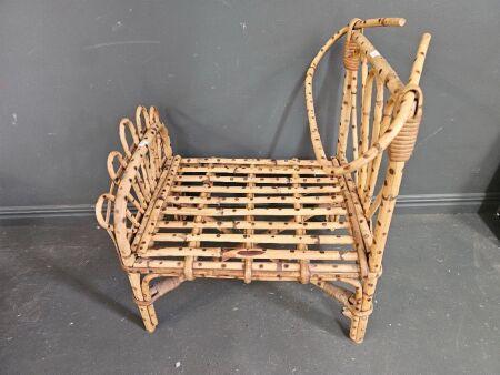 Vintage Cane Dolls Bed