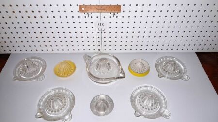 Selection of Vintage Orange/Lemon Squeezers, Glass, Aluminum and Ceramic