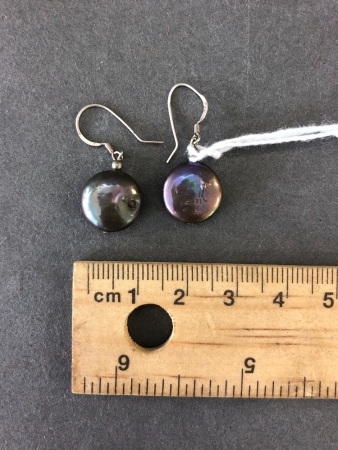 Pair of Black Freshwater Pearl Earrings with Sterling Silver Fittings