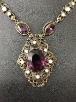 C1920's Czech Brass & Glass Necklace - 2