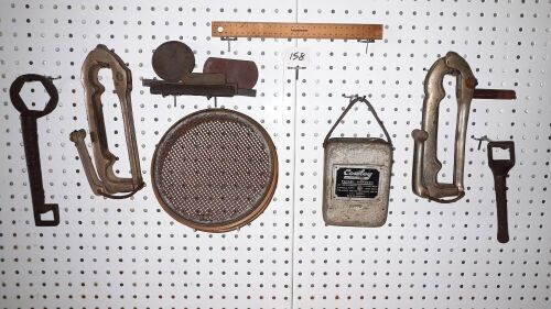 Antique Auto 'Soft-Top' Hold Down Clamps, Brass Sleve, Sulky Spanners, Sharpening-Stones