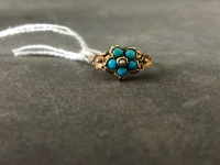 Victorian 18ct Gold Turquoise & Seed Pearl Ring - 2